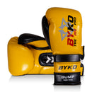 BYKO Bump yellow black boxing gloves top angle and back