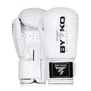 BYKO Class X White boxing glove burgundy – close-up stitching and leather texture