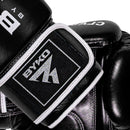 BYKO Class X Black boxing glove label detail – wrist strap branding close-up
