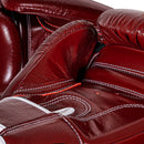 BYKO Class X leather maroon boxing glove burgundy – wrist strap and cuff detail