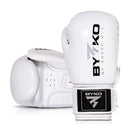 BYKO Class X White leather boxing glove burgundy – front view showing knuckle area