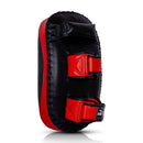 BYKO leather kick shield pair red black – Muay Thai heavy duty training pads - Back view