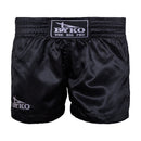 BYKO black Muay Thai shorts back view – traditional Thai cut kickboxing shorts