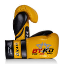 BYKO Bump yellow black boxing gloves thumb view and back view vertically