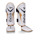 BYKO shin instep pads white gold – kickboxing and MMA leg protection