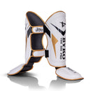 BYKO kickboxing shin instep guards rear view – secure strap system