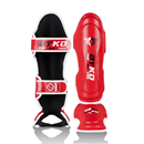 BYKO Shin Instep Pro red – rear view with adjustable strap system and front view 